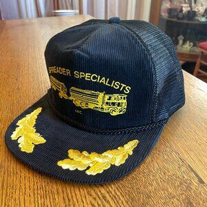 Men's Spreader Specialists Inc Black Snapback Corduroy Mesh Back Trucker Hat Cap